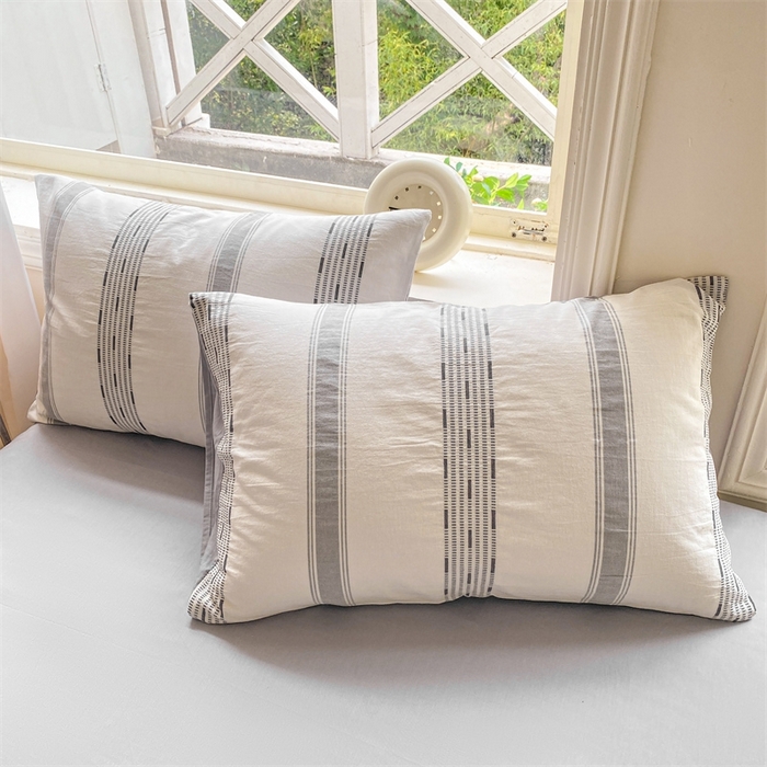 91家纺网 家纺一手货源 找家纺 灰鲸 2025新款A类全棉纯棉色织提花四件套 素瑾-灰