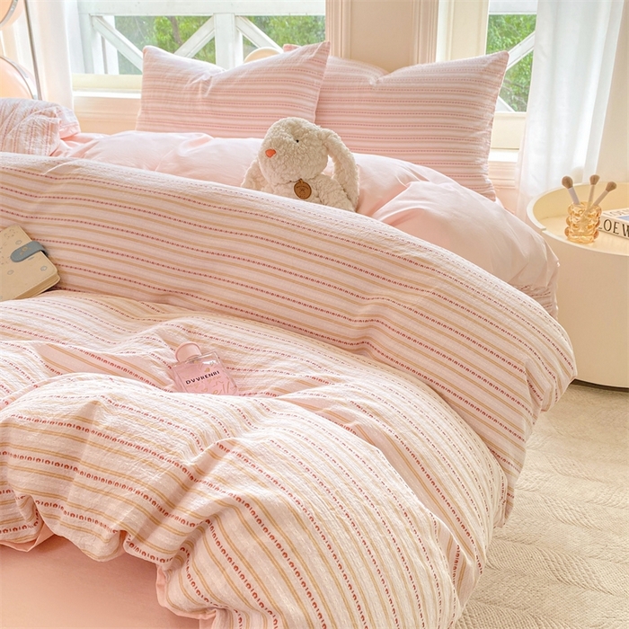 91家纺网 家纺一手货源 找家纺 （总）灰鲸 2025新款A类全棉纯棉色织提花四件套