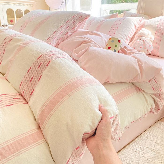 91家纺网 家纺一手货源 找家纺 （总）灰鲸 2025新款A类全棉纯棉色织提花四件套