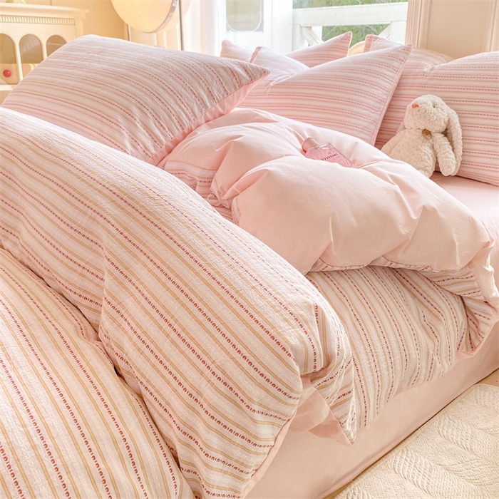 91家纺网 家纺一手货源 找家纺 （总）灰鲸 2025新款A类全棉纯棉色织提花四件套