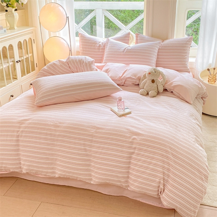 91家纺网 家纺一手货源 找家纺 （总）灰鲸 2025新款A类全棉纯棉色织提花四件套