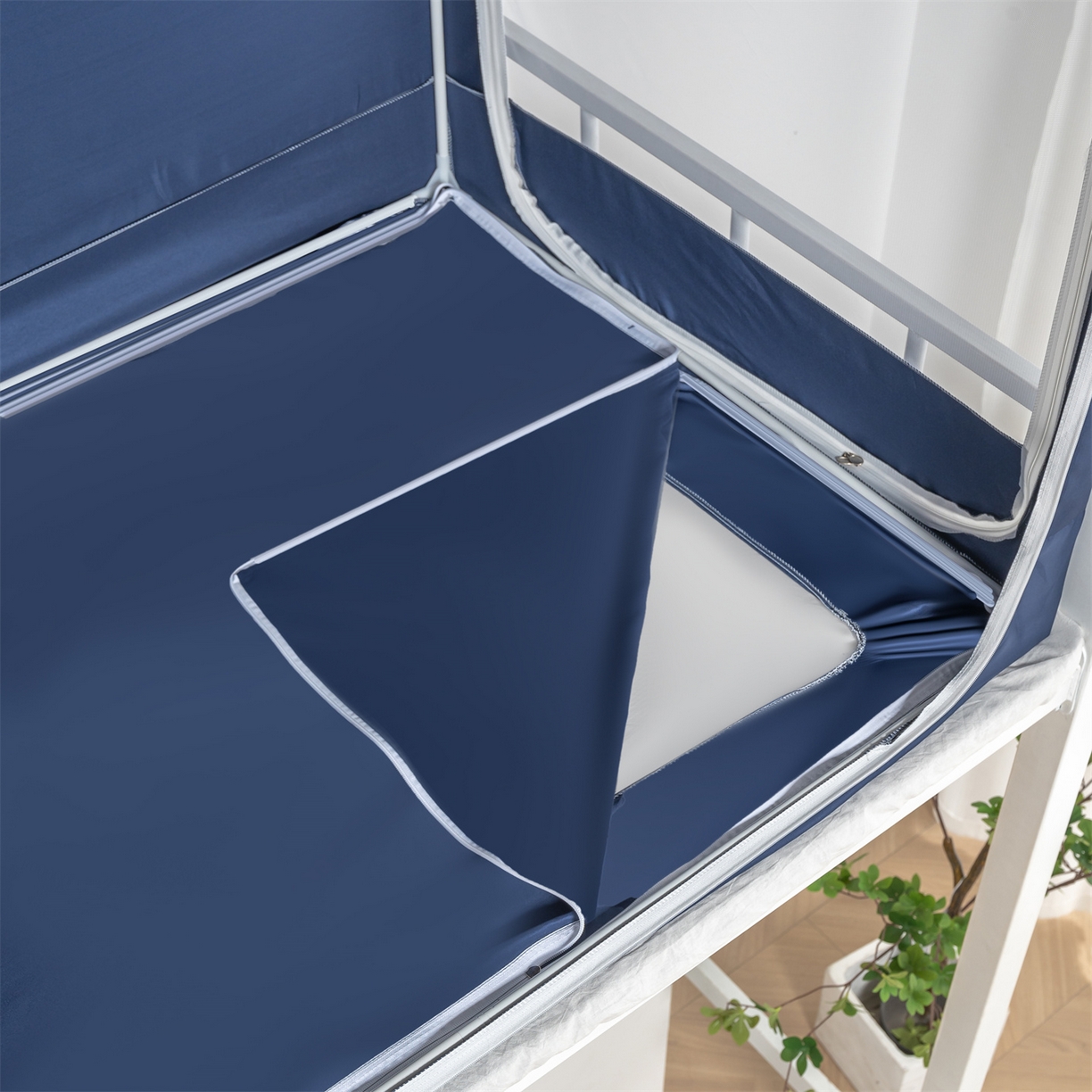 91家纺网 家纺一手货源 找家纺 新太阳蚊帐 2025新款学生上下铺高精密面料强遮光蚊帐（6面全包 有底款） 高精密面料强遮光-蓝