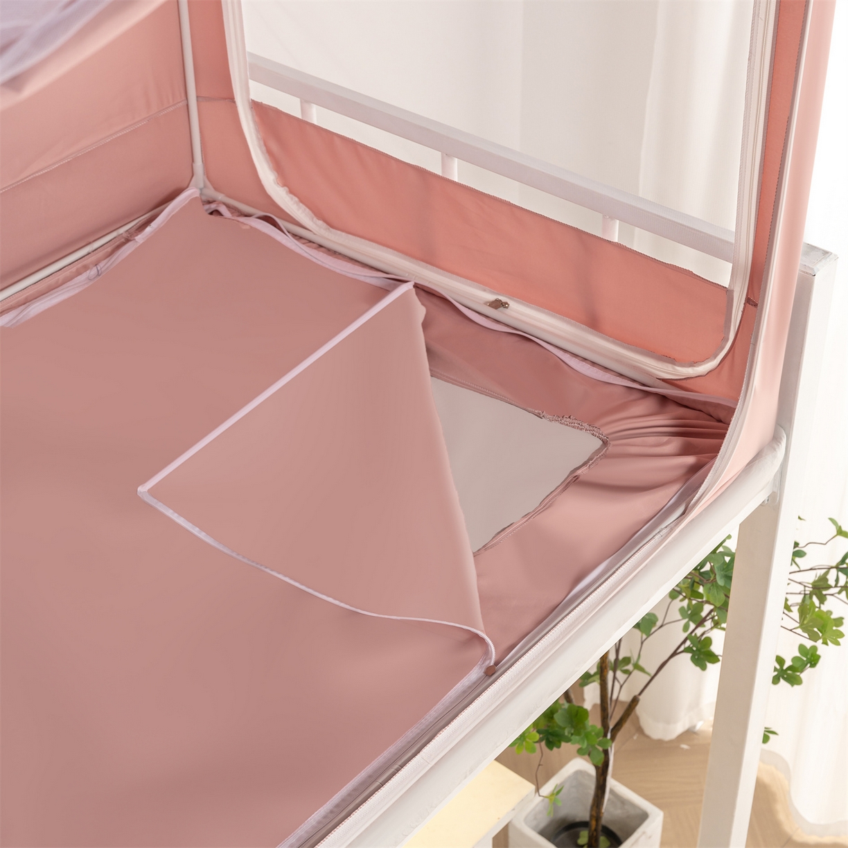 91家纺网 家纺一手货源 找家纺 新太阳蚊帐 2025新款学生上下铺高精密面料强遮光蚊帐（6面全包 有底款） 高精密面料强遮光-粉