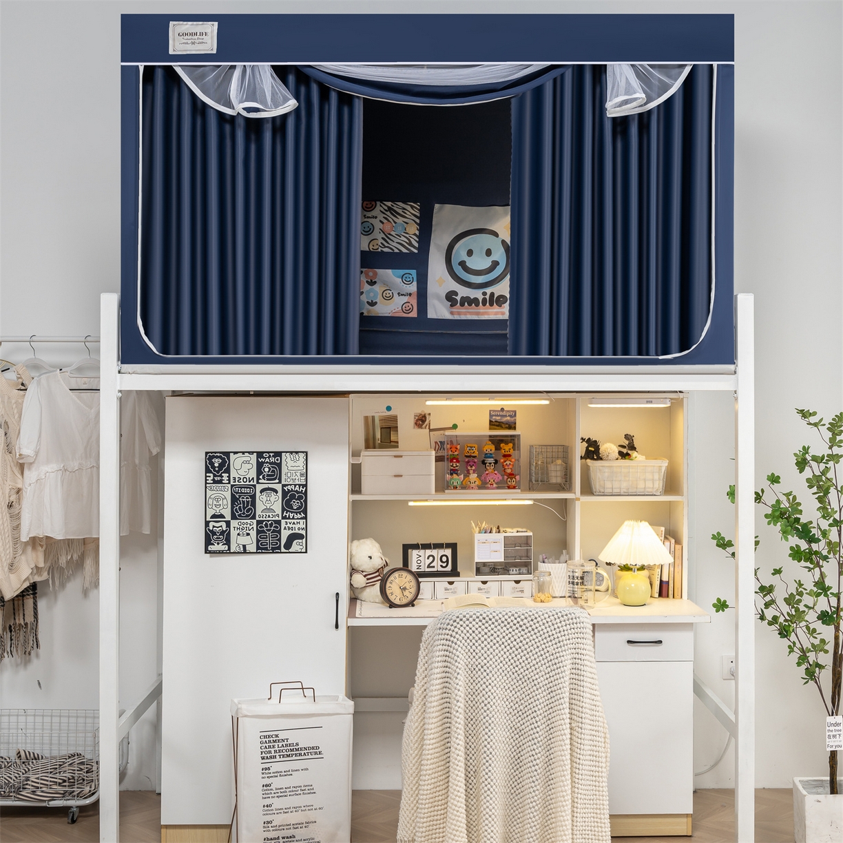 91家纺网 家纺一手货源 找家纺 新太阳蚊帐 2025新款学生上下铺高精密面料强遮光蚊帐（6面全包 有底款） 高精密面料强遮光-蓝