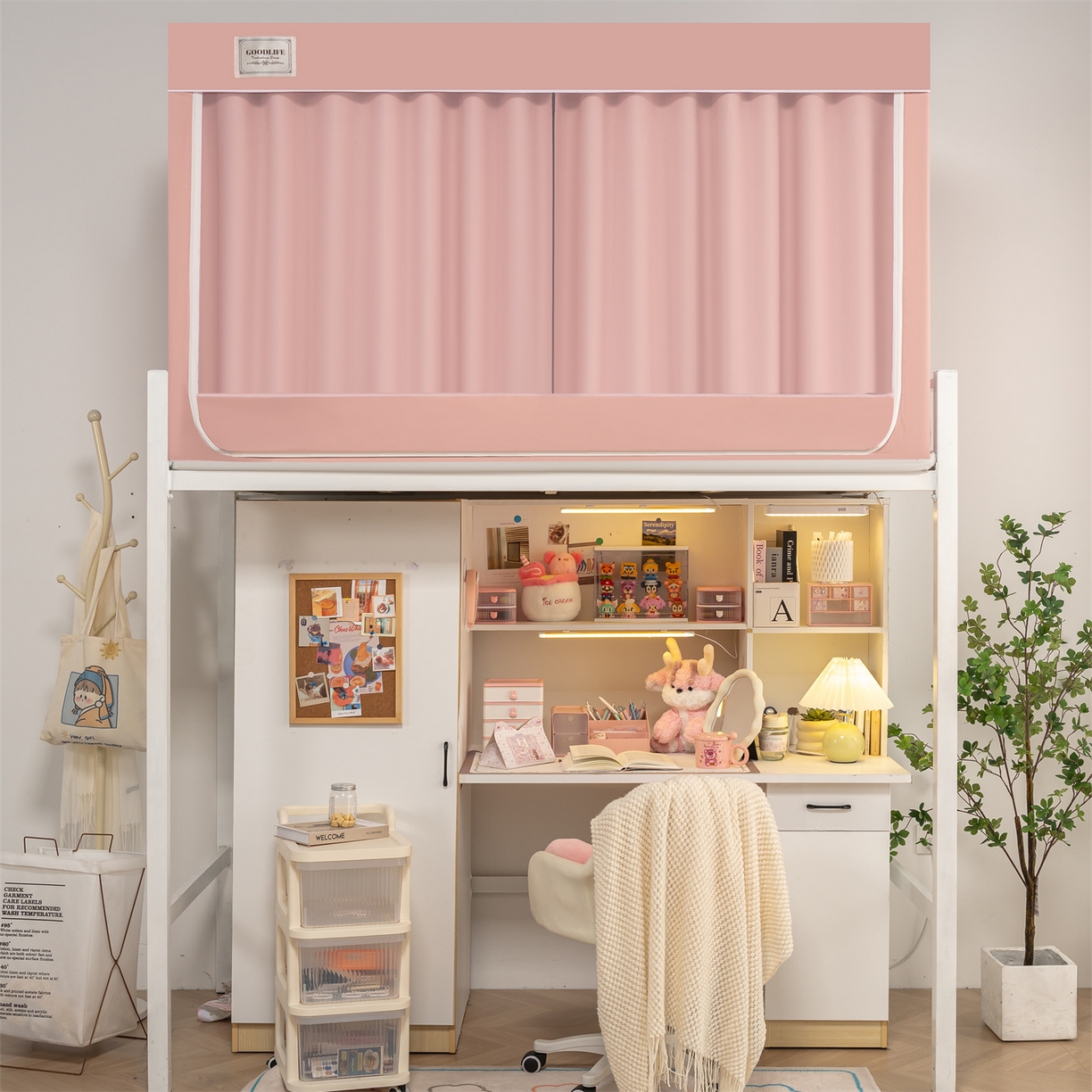 91家纺网 家纺一手货源 找家纺 新太阳蚊帐 2025新款学生上下铺高精密面料强遮光蚊帐（6面全包 有底款） 高精密面料强遮光-粉