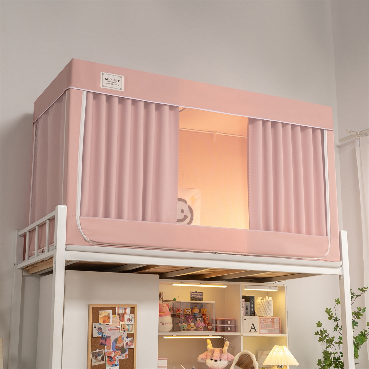 91家纺网 家纺一手货源 找家纺 新太阳蚊帐 2025新款学生上下铺高精密面料强遮光蚊帐（6面全包 有底款） 高精密面料强遮光-粉