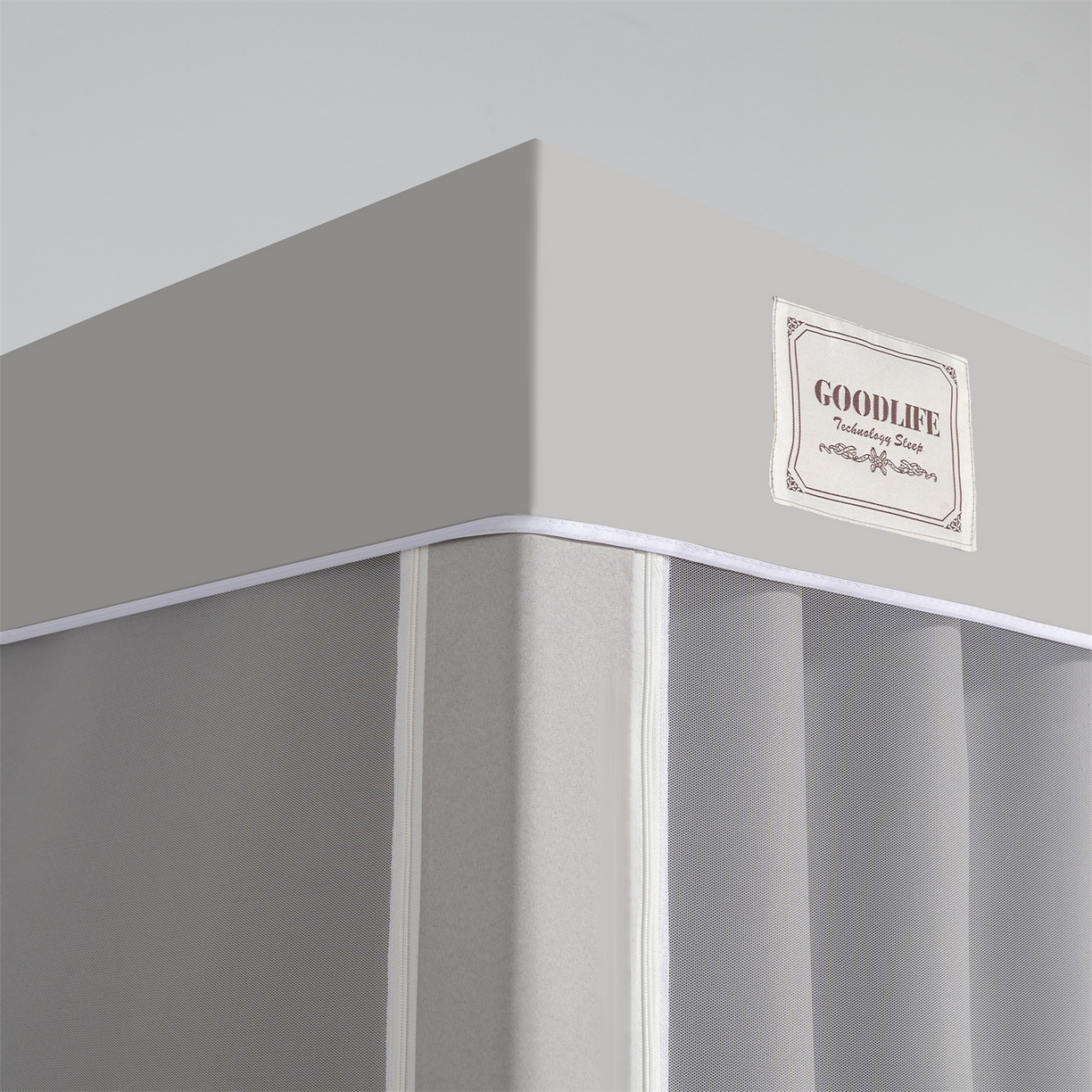 91家纺网 家纺一手货源 找家纺 新太阳蚊帐 2025新款学生上下铺高精密面料强遮光蚊帐（6面全包 有底款） 高精密面料强遮光-灰