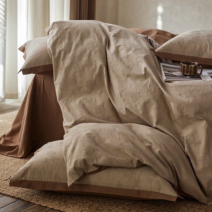 91家纺网 家纺一手货源 找家纺 千朵森 2025新款全棉纯棉提花磨毛四件套-科罗拉 科罗拉-棕缈