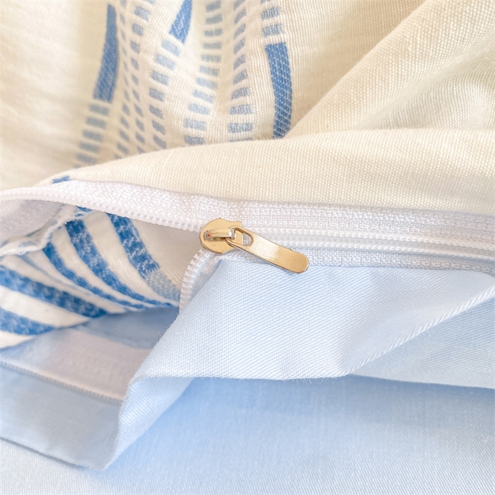 91家纺网 家纺一手货源 找家纺 灰鲸 2025新款A类全棉纯棉色织提花四件套 素瑾-蓝