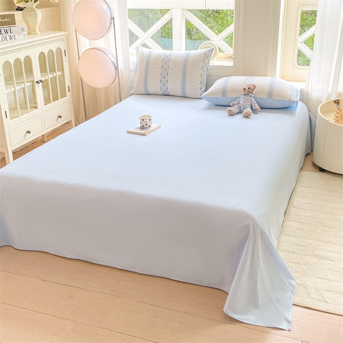 91家纺网 家纺一手货源 找家纺 灰鲸 2025新款A类全棉纯棉色织提花四件套 素瑾-蓝