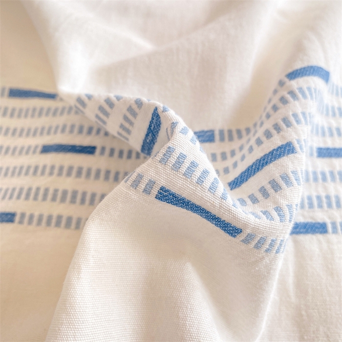 91家纺网 家纺一手货源 找家纺 灰鲸 2025新款A类全棉纯棉色织提花四件套 素瑾-蓝