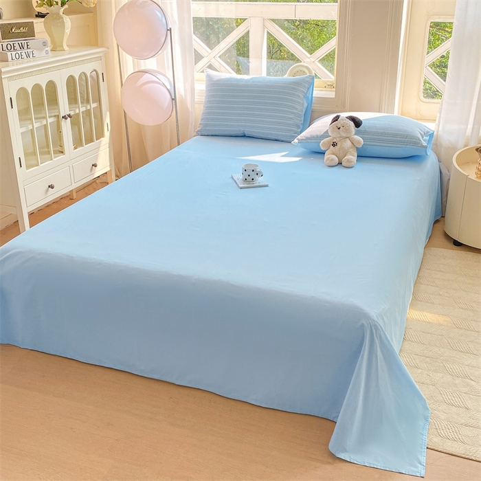 91家纺网 家纺一手货源 找家纺 灰鲸 2025新款A类全棉纯棉色织提花四件套 美拉-蓝