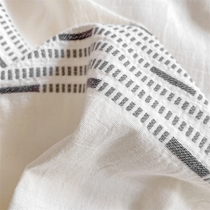 91家纺网 家纺一手货源 找家纺 灰鲸 2025新款A类全棉纯棉色织提花四件套 素瑾-灰