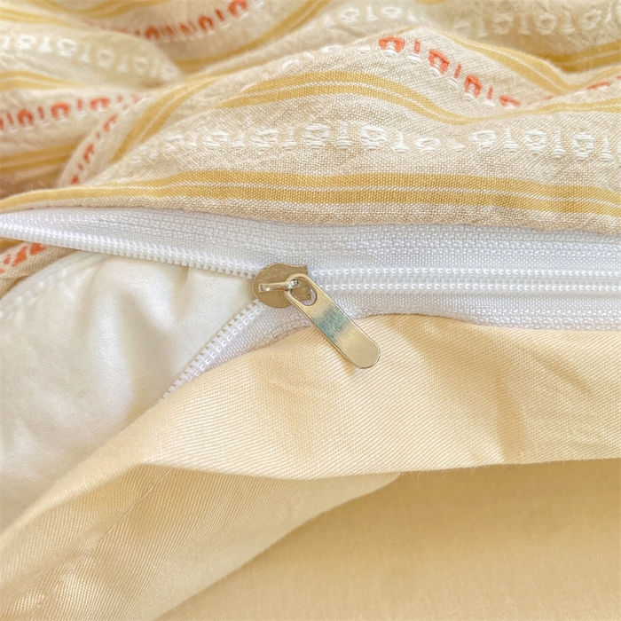 91家纺网 家纺一手货源 找家纺 灰鲸 2025新款A类全棉纯棉色织提花四件套 美拉-杏