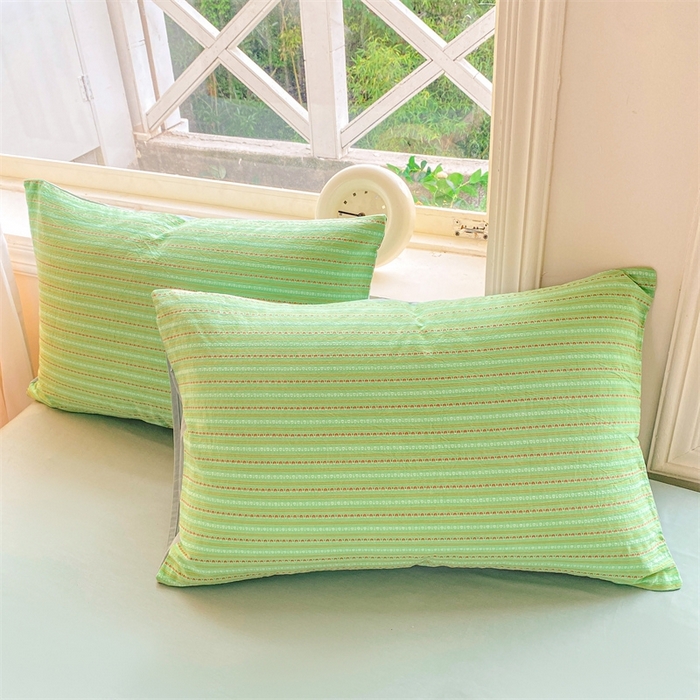 91家纺网 家纺一手货源 找家纺 灰鲸 2025新款A类全棉纯棉色织提花四件套 美拉-绿