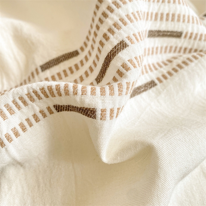 91家纺网 家纺一手货源 找家纺 灰鲸 2025新款A类全棉纯棉色织提花四件套 素瑾-咖