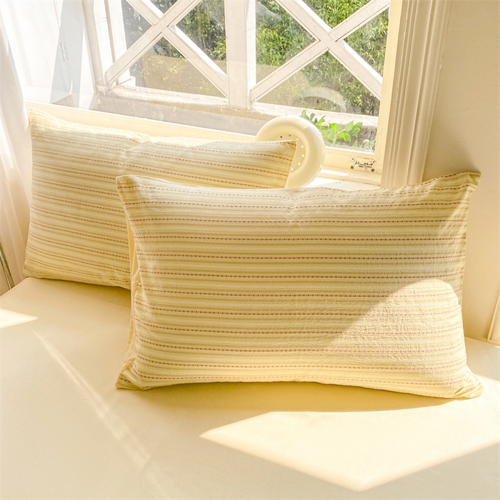 91家纺网 家纺一手货源 找家纺 灰鲸 2025新款A类全棉纯棉色织提花四件套 美拉-黄