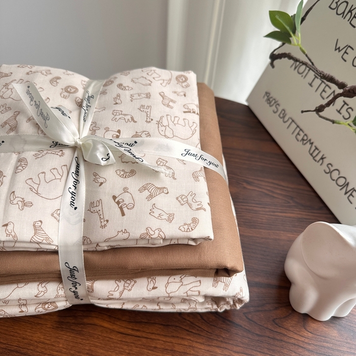 爱思佳 2024新款A类母婴全棉双层纱印花四件套直播热卖系列-系列一 欢乐岛