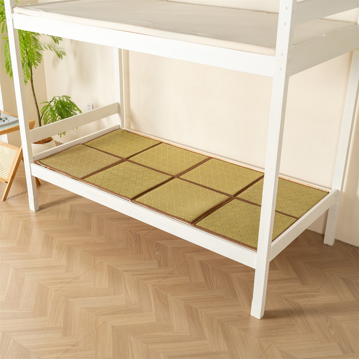 91家纺网 家纺一手货源 找家纺 新太阳蚊帐 2025新款学生宿舍冰藤席凉席 绿韵悠居拼接