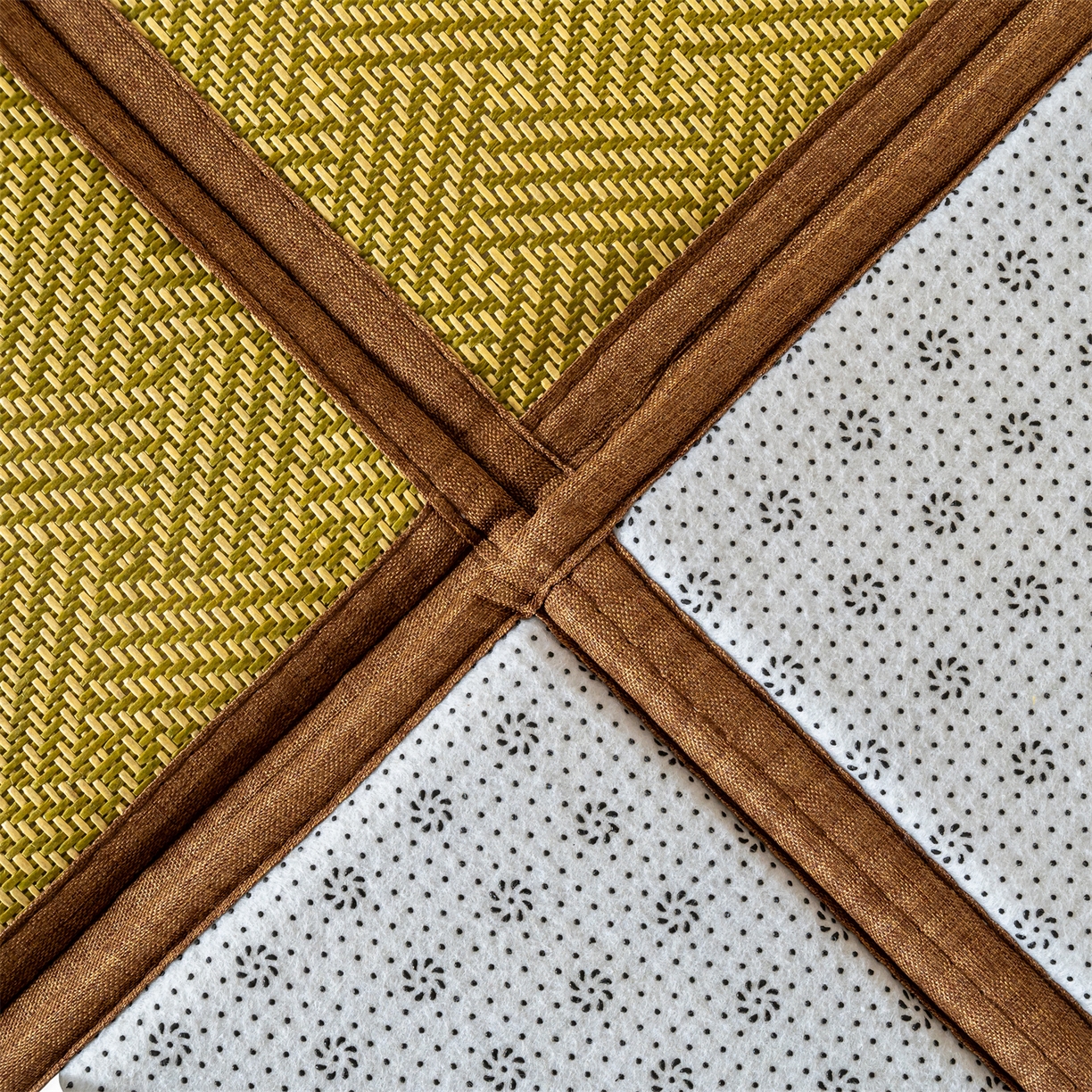 91家纺网 家纺一手货源 找家纺 新太阳蚊帐 2025新款学生宿舍冰藤席凉席 绿韵悠居拼接