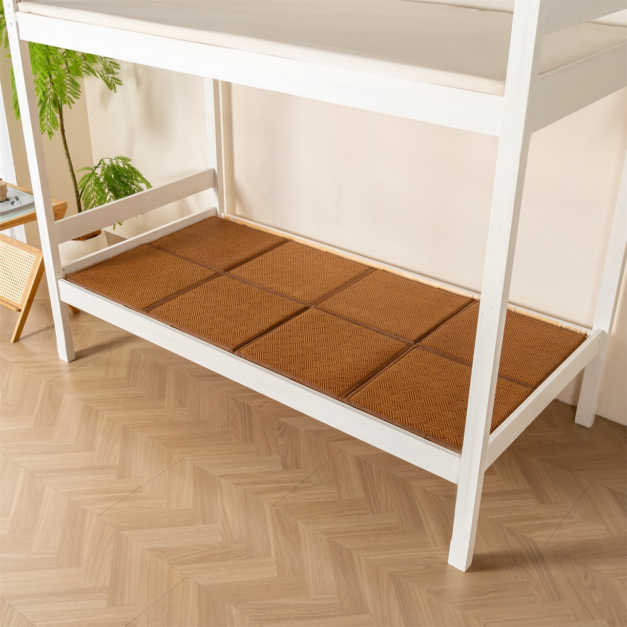 91家纺网 家纺一手货源 找家纺 新太阳蚊帐 2025新款学生宿舍冰藤席凉席 棕韵雅舍拼接