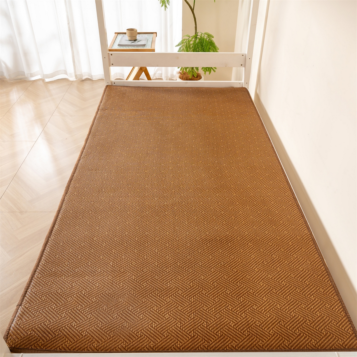 91家纺网 家纺一手货源 找家纺 新太阳蚊帐 2025新款学生宿舍冰藤席凉席 棕韵雅舍整片