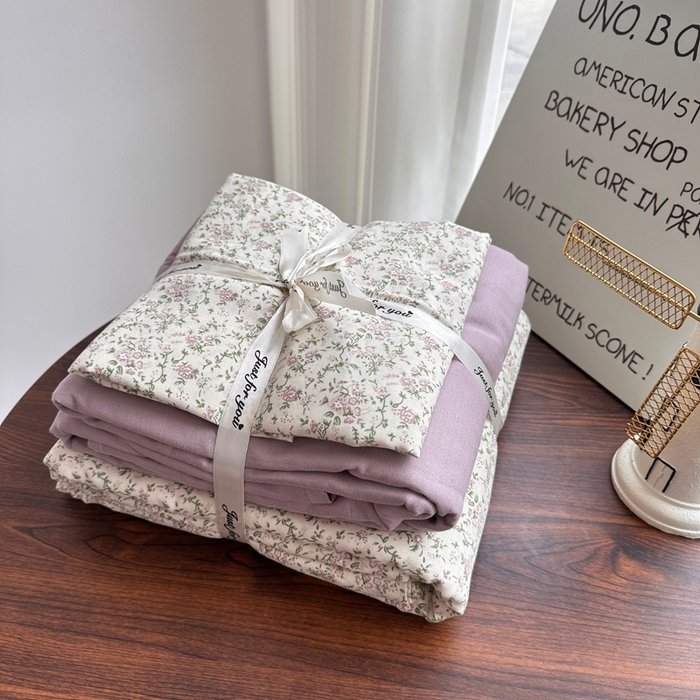 91家纺网 家纺一手货源 找家纺 爱思佳 2024新款A类母婴全棉双层纱印花四件套直播热卖系列-系列一 梦怡