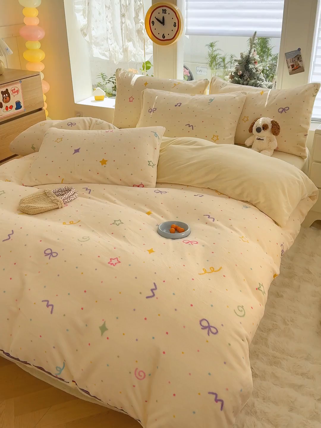 91家纺网 家纺一手货源 找家纺 酱子 2025新款200克高克重印花牛奶绒四件套 星彩梦