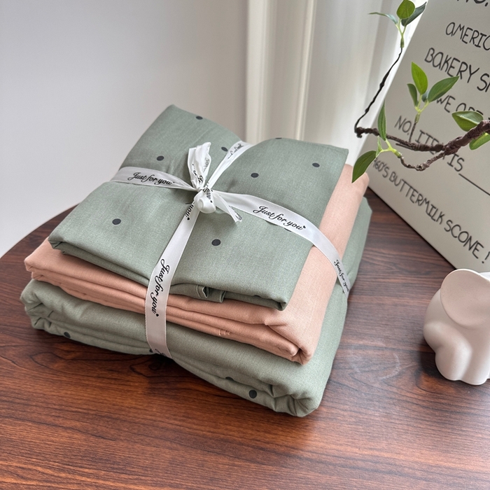 91家纺网 家纺一手货源 找家纺 爱思佳 2024新款A类母婴全棉双层纱印花四件套直播热卖系列-系列一 抹茶波波