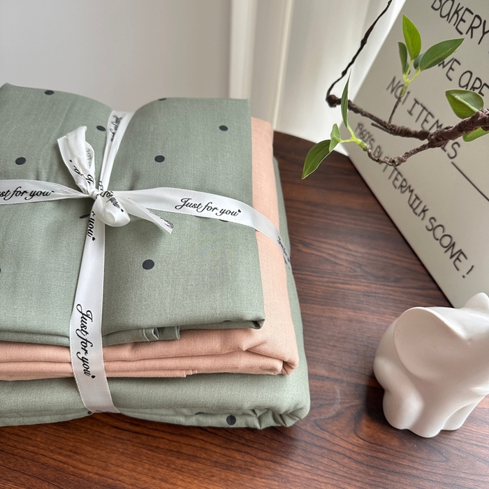 91家纺网 家纺一手货源 找家纺 爱思佳 2024新款A类母婴全棉双层纱印花四件套直播热卖系列-系列一 抹茶波波