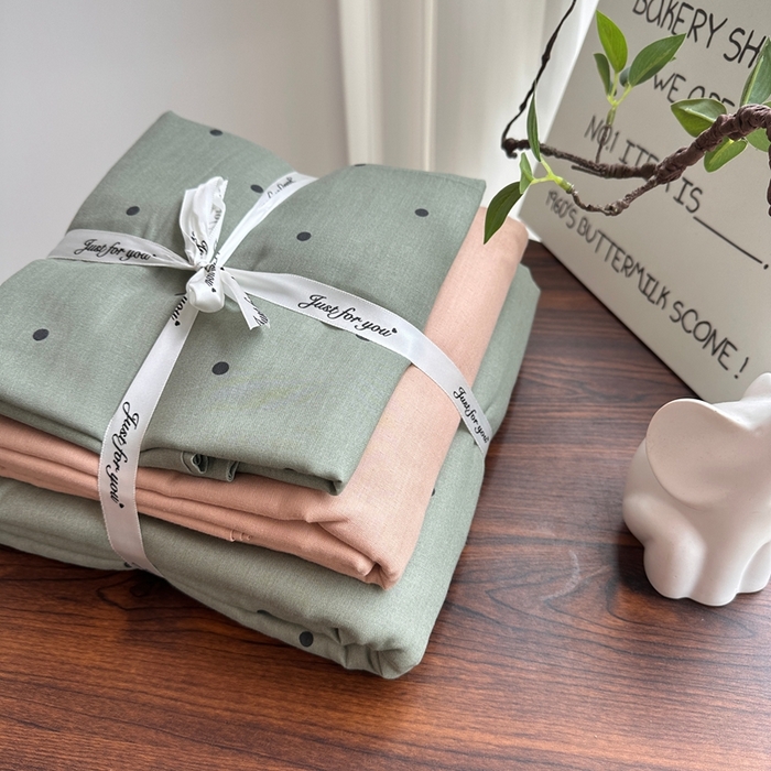 91家纺网 家纺一手货源 找家纺 爱思佳 2024新款A类母婴全棉双层纱印花四件套直播热卖系列-系列一 抹茶波波