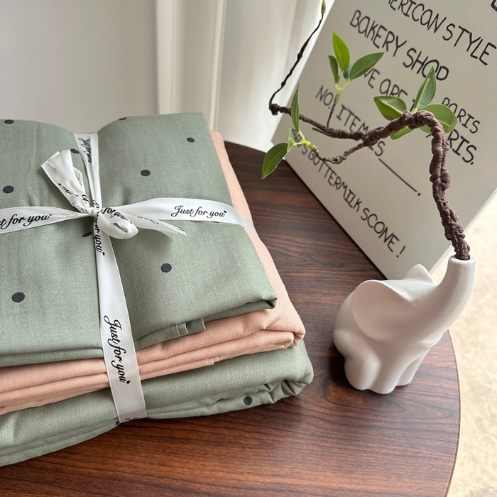 91家纺网 家纺一手货源 找家纺 爱思佳 2024新款A类母婴全棉双层纱印花四件套直播热卖系列-系列一 抹茶波波