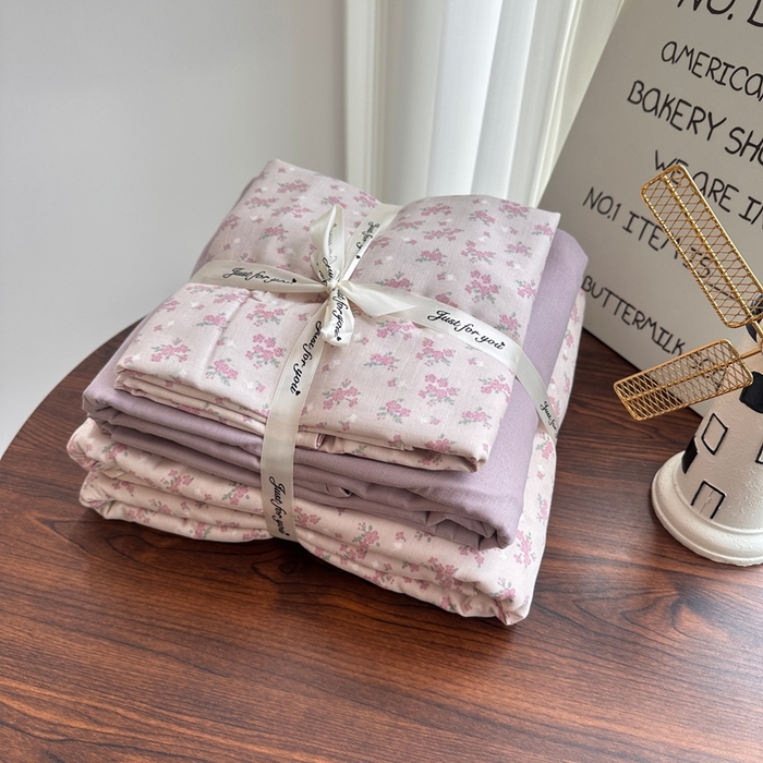 91家纺网 家纺一手货源 找家纺 爱思佳 2024新款A类母婴全棉双层纱印花四件套直播热卖系列-系列一 泡沫之夏