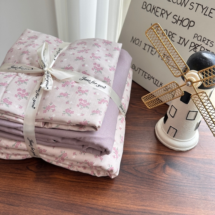 91家纺网 家纺一手货源 找家纺 爱思佳 2024新款A类母婴全棉双层纱印花四件套直播热卖系列-系列一 泡沫之夏