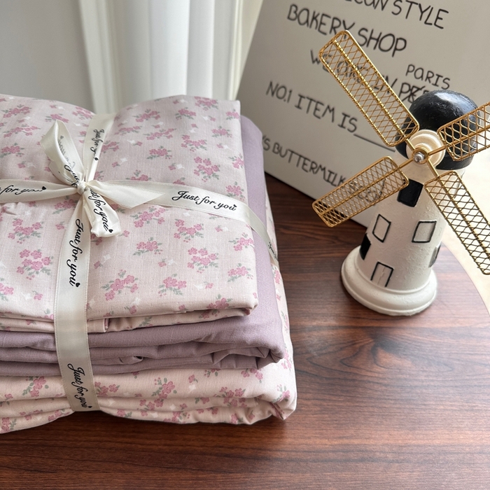 爱思佳 2024新款A类母婴全棉双层纱印花四件套直播热卖系列-系列一 泡沫之夏