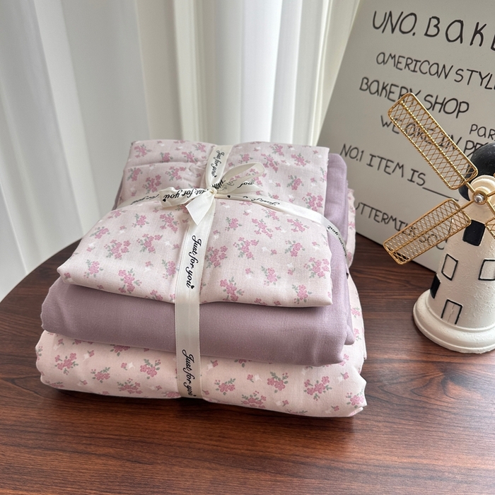 91家纺网 家纺一手货源 找家纺 爱思佳 2024新款A类母婴全棉双层纱印花四件套直播热卖系列-系列一 泡沫之夏