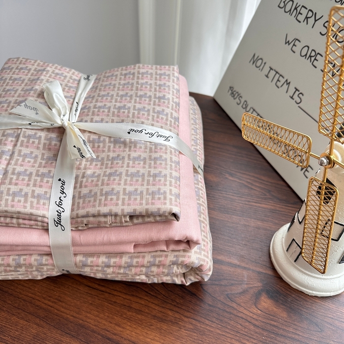 爱思佳 2024新款A类母婴全棉双层纱印花四件套直播热卖系列-系列一 西西里-粉