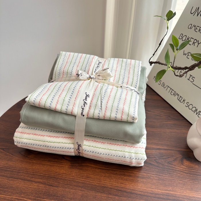 91家纺网 家纺一手货源 找家纺 爱思佳 2024新款A类母婴全棉双层纱印花四件套直播热卖系列-系列一 夏天