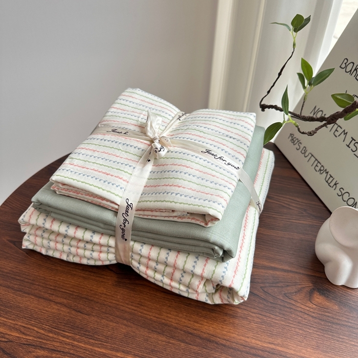 91家纺网 家纺一手货源 找家纺 爱思佳 2024新款A类母婴全棉双层纱印花四件套直播热卖系列-系列一 夏天