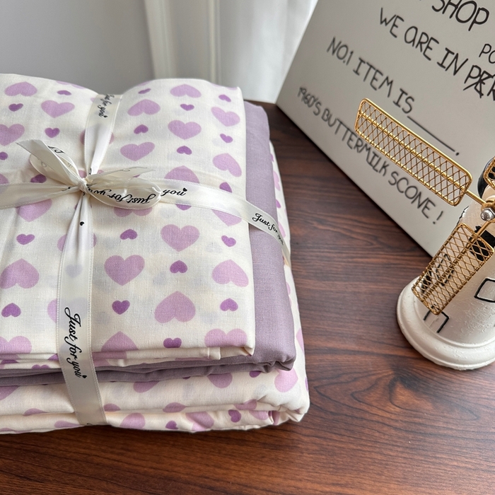 爱思佳 2024新款A类母婴全棉双层纱印花四件套直播热卖系列-系列一 小紫心