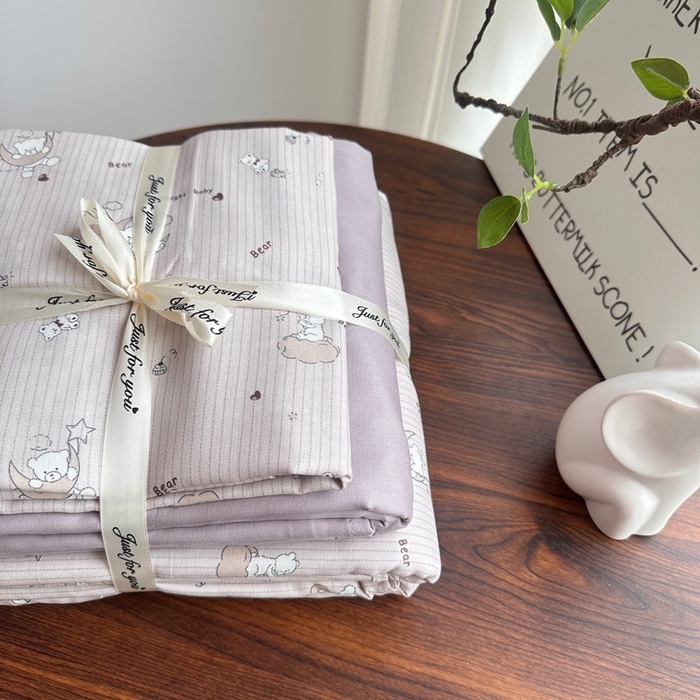 爱思佳 2024新款A类母婴全棉双层纱印花四件套直播热卖系列-系列一 月亮熊