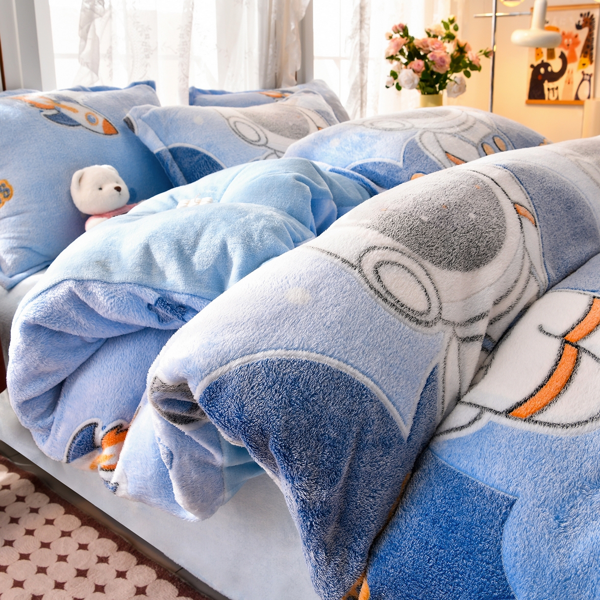 91家纺网 家纺一手货源 找家纺 （总）牵梦萦 2025新款雪花绒小清新印花四件套