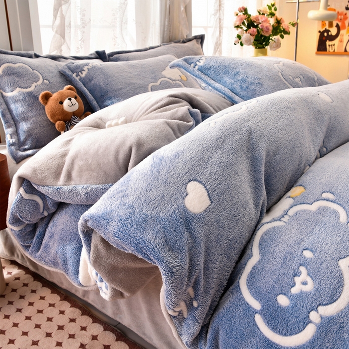 91家纺网 家纺一手货源 找家纺 （总）牵梦萦 2025新款雪花绒小清新印花四件套