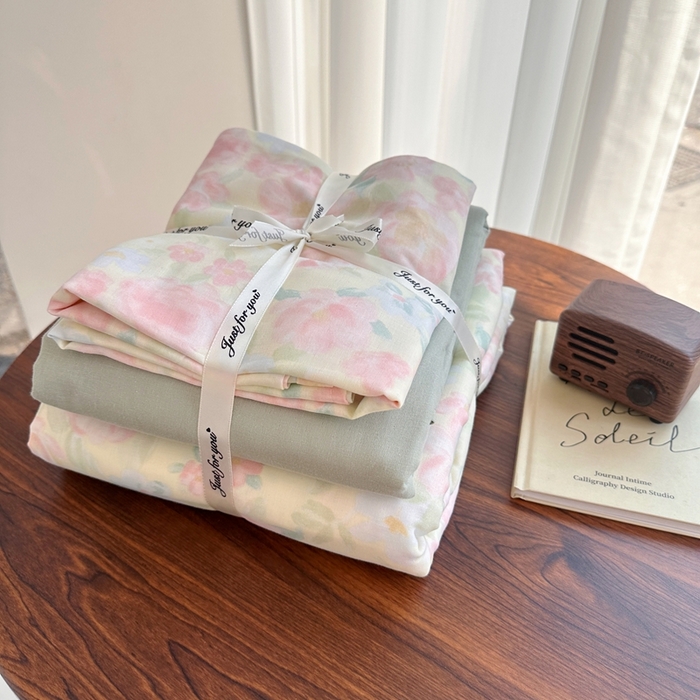 91家纺网 家纺一手货源 找家纺 （总）爱思佳 2024新款A类母婴全棉双层纱印花四件套直播热卖系列-系列二