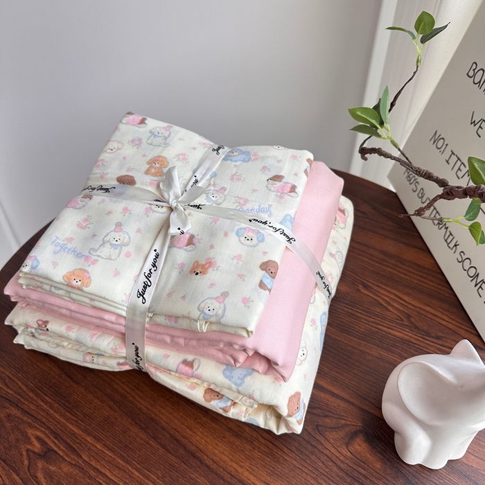 91家纺网 家纺一手货源 找家纺 （总）爱思佳 2024新款A类母婴全棉双层纱印花四件套直播热卖系列-系列二