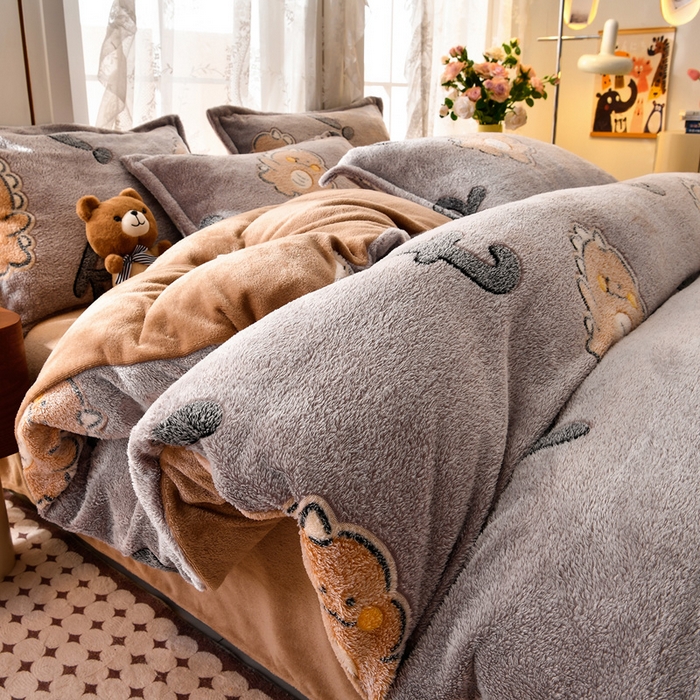 牵梦萦 2025新款雪花绒小清新印花四件套 啵啵龙