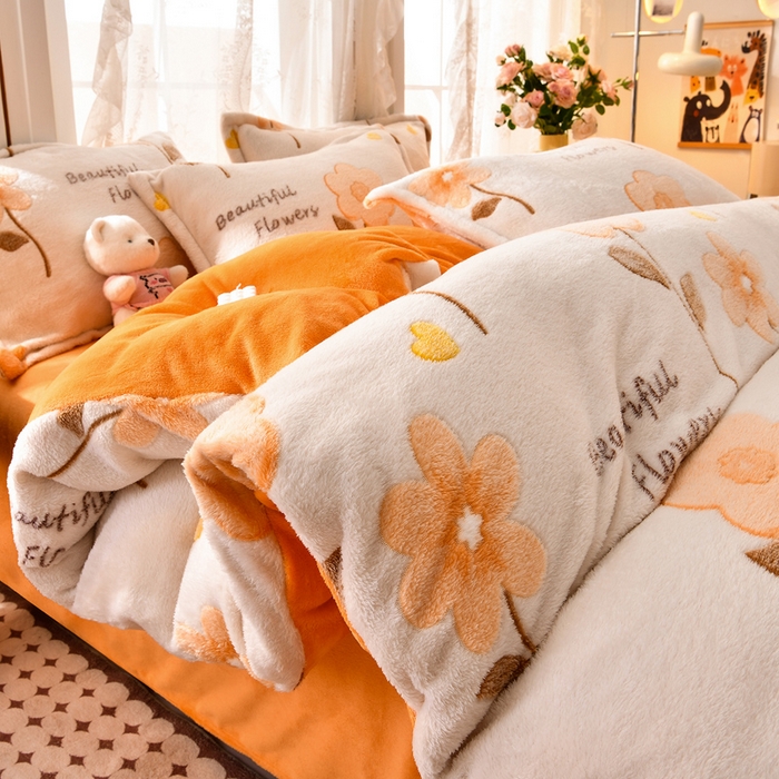 牵梦萦 2025新款雪花绒小清新印花四件套 初夏