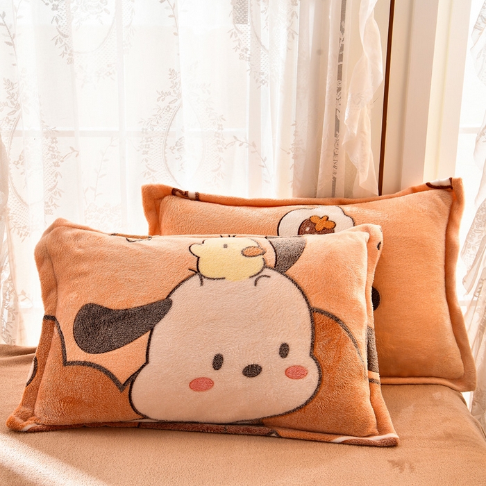 91家纺网 家纺一手货源 找家纺 牵梦萦 2025新款雪花绒小清新印花四件套 快乐小狗