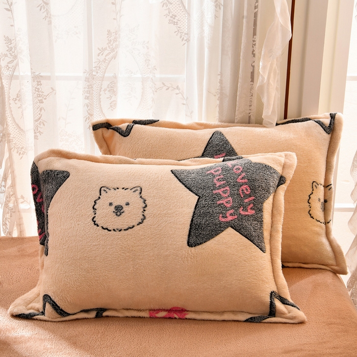 91家纺网 家纺一手货源 找家纺 牵梦萦 2025新款雪花绒小清新印花四件套 幸运狗