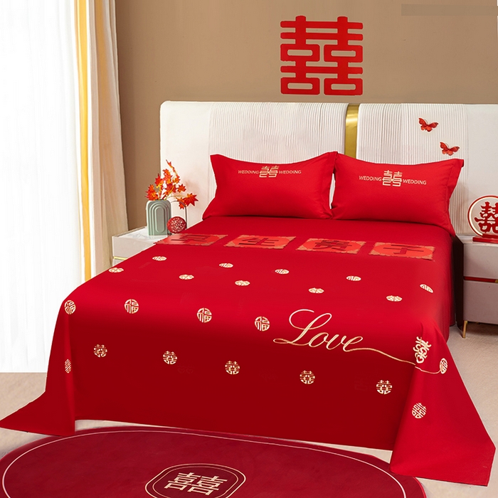 91家纺网 家纺一手货源 找家纺 （总）卓缦家纺 2025新款水洗磨毛婚庆床单/床笠